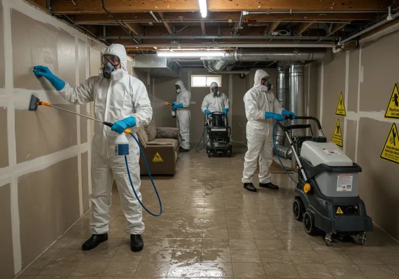 Basement Moisture Removal and Structural Drying process in Madison, NC